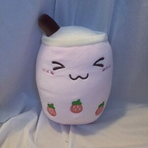 Cute Pink Plush Boba Pillow